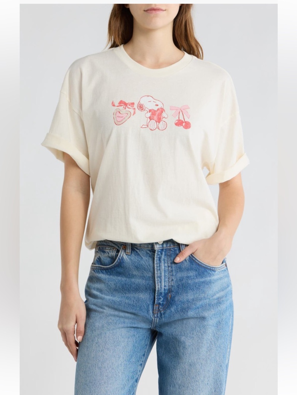 🌷3/$30🌷NWT Snoopy/Peanuts Cream Short Sleeve Graphic Tee, unisex/men small